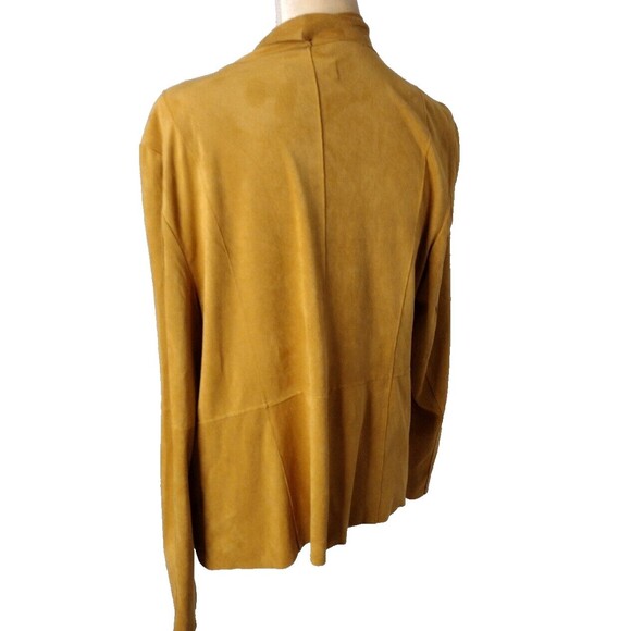 Bagatelle Collection Faux Suade Cardigan Mustard Yellow Moto Jacket Blazer  1X - Picture 3 of 8